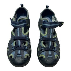 Merrell Kids Hydro Sandal Closed Toe Water Shoe‎ Navy Blue Lime Green Size 4W